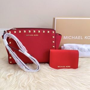 (2 pieces) 💯% Auth NWOT MICHAEL Michael Kors Selma Stud bag & Jet Set Wallet